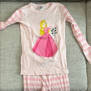 Pink Striped Kids Pajamas with Princess Design